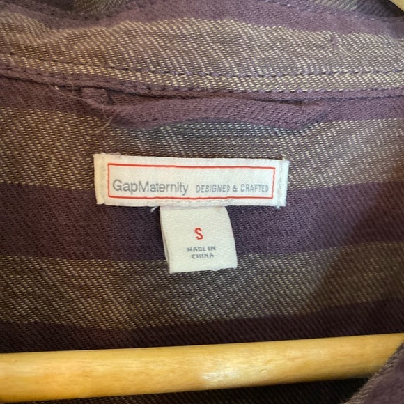 GAP Maternity Striped Cotton Button Down Shirt Dress - Picture 2 of 5